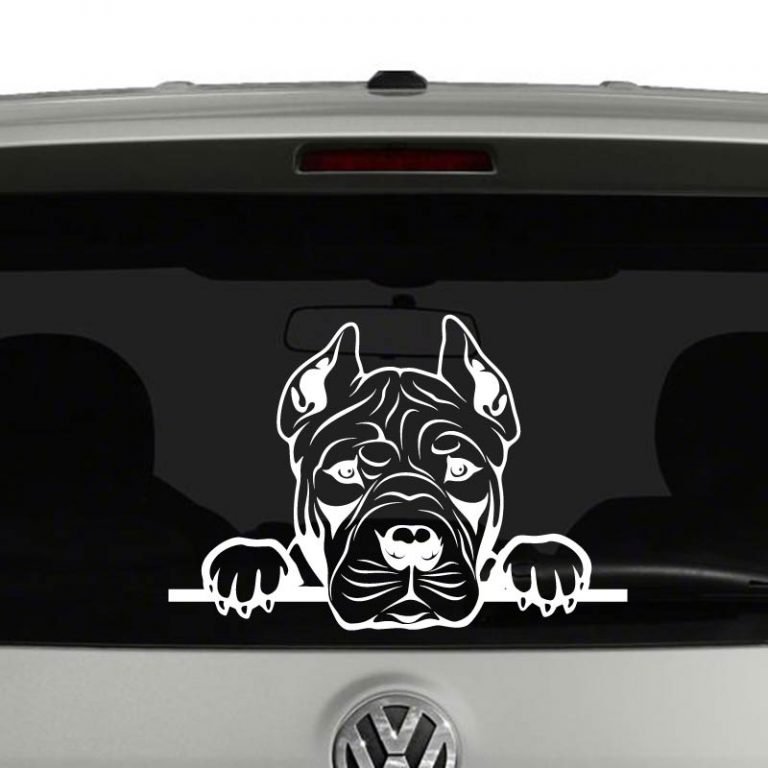 American Pit Bull Dog Peeking Vinyl Decal Sticker