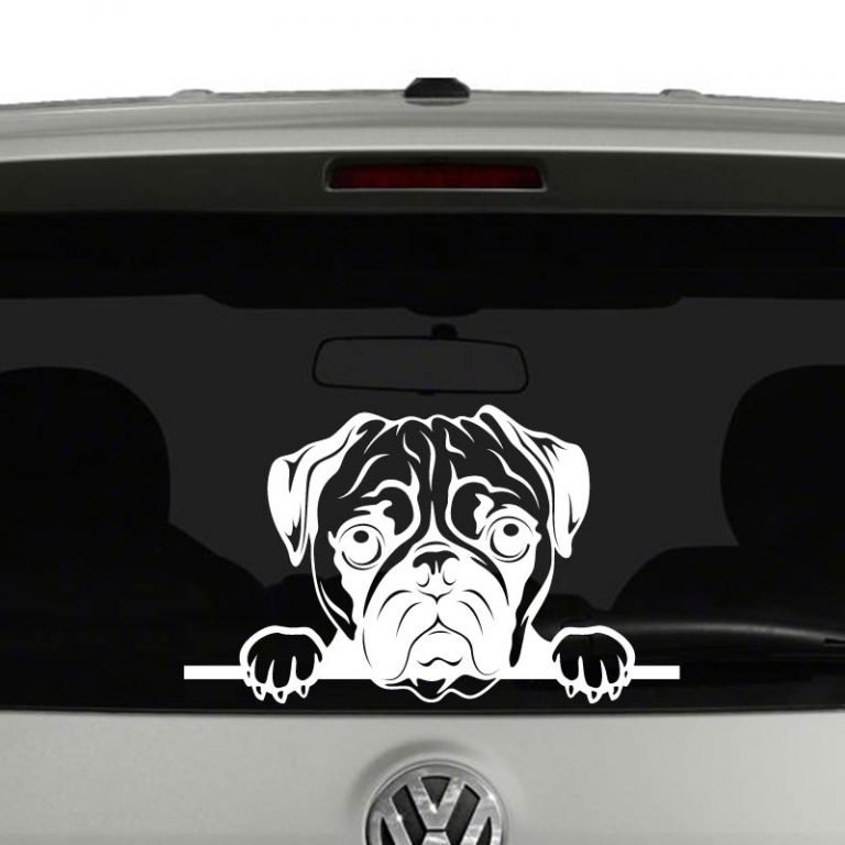 Pug Dog Peeking Vinyl Decal Sticker