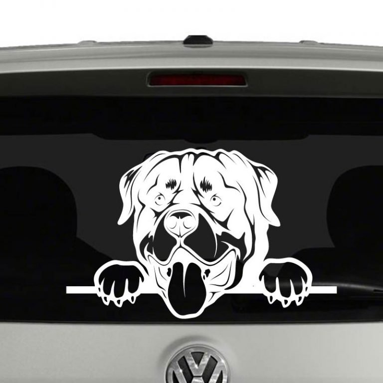 Rottweiler Dog Peeking Vinyl Decal Sticker