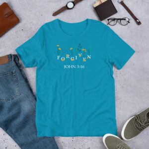 Forgiven John 3:16 Flowers Short-Sleeve Unisex T-Shirt - Image 9