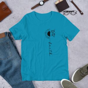 Faith Cross Sunflower Butterflies (black design) Short-Sleeve Unisex T-Shirt - Image 3