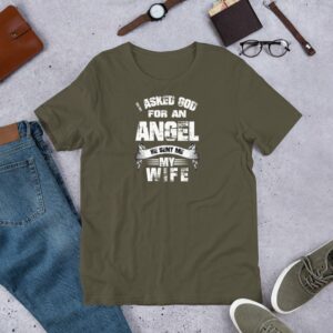 I Asked God For an Angel He Sent Me My Wife Short-Sleeve Unisex T-Shirt - Image 7