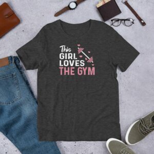 This Girl Loves the Gym Hearts and Barbell Short-Sleeve Unisex T-Shirt - Image 5
