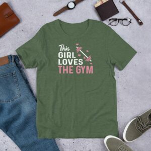 This Girl Loves the Gym Hearts and Barbell Short-Sleeve Unisex T-Shirt - Image 8