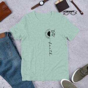 Faith Cross Sunflower Butterflies (black design) Short-Sleeve Unisex T-Shirt - Image 6