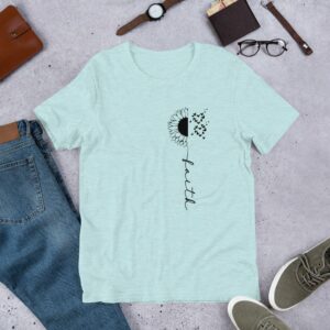Faith Cross Sunflower Butterflies (black design) Short-Sleeve Unisex T-Shirt - Image 9