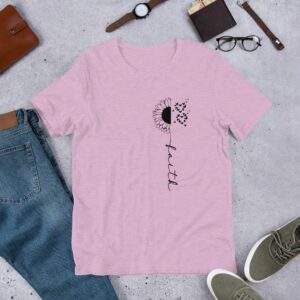 Faith Cross Sunflower Butterflies (black design) Short-Sleeve Unisex T-Shirt - Image 5