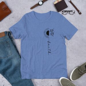 Faith Cross Sunflower Butterflies (black design) Short-Sleeve Unisex T-Shirt - Image 4