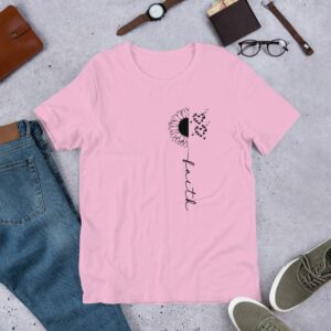 Faith Cross Sunflower Butterflies (black design) Short-Sleeve Unisex T-Shirt - Image 7