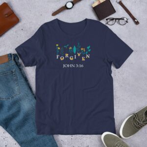 Forgiven John 3:16 Flowers Short-Sleeve Unisex T-Shirt - Image 2