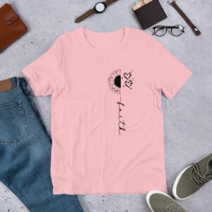 Faith Cross Sunflower Butterflies (black design) Short-Sleeve Unisex T-Shirt - Image 8
