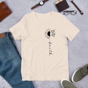 Faith Cross Sunflower Butterflies (black design) Short-Sleeve Unisex T-Shirt