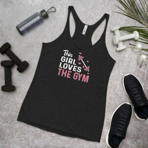 This Girl Loves the Gym Hearts and Barbell clWomen's Racerback Tank