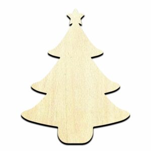 Christmas Tree with Star - Laser Cut Out Unfinished Wood Shape Craft Supply