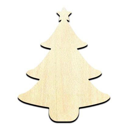 Christmas Tree with Star - Laser Cut Out Unfinished Wood Shape Craft Supply