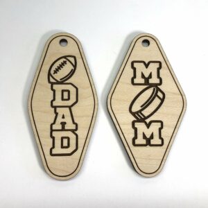 Dad Mom Sports Laser Cut Keychain Soccer Baseball Football Volleyball Basketball Hockey