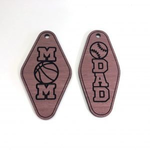 Dad Mom Sports Laser Cut Keychain Soccer Baseball Football Volleyball Basketball Hockey