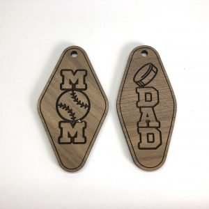 Dad Mom Sports Laser Cut Keychain Soccer Baseball Football Volleyball Basketball Hockey