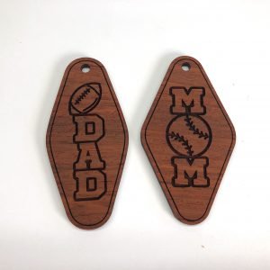 Dad Mom Sports Laser Cut Keychain Soccer Baseball Football Volleyball Basketball Hockey