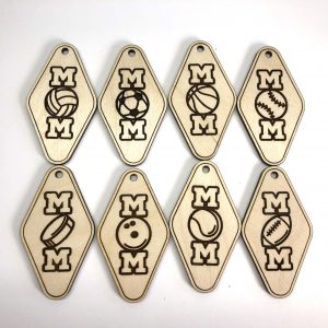 Dad Mom Sports Laser Cut Keychain Soccer Baseball Football Volleyball Basketball Hockey