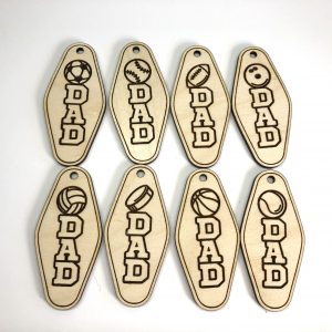 Dad Mom Sports Laser Cut Keychain Soccer Baseball Football Volleyball Basketball Hockey