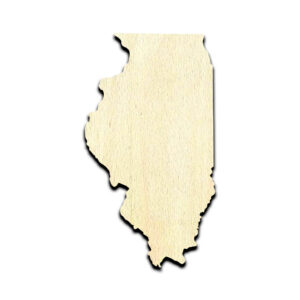 Illinois State - Laser Cut Out Unfinished Wood Shape Craft Supply