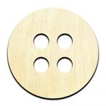 Button - Laser Cut Out Unfinished Wood Shape Craft Supply