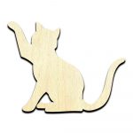 Cat playing - Laser Cut Out Unfinished Wood Shape Craft Supply