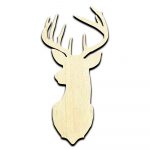 Deer Head Stag Buck Antlers - Laser Cut Out Unfinished Wood Shape Craft Supply