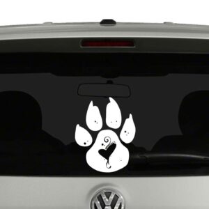 Dog Paw with Heart Dog Lovers Vinyl Decal Sticker