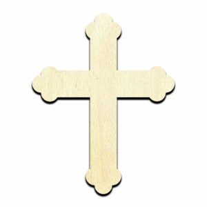 Fancy Cross - Laser Cut Out Unfinished Wood Shape Craft Supply