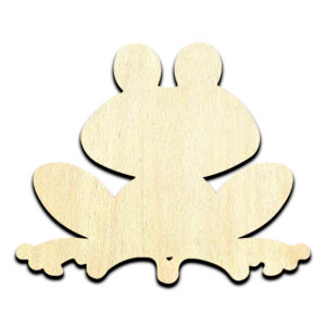 Sitting Frog Cartoon Style - Laser Cut Out Unfinished Wood Shape Craft Supply