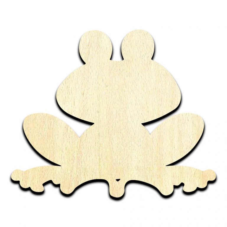 Sitting Frog Cartoon Style - Laser Cut Out Unfinished Wood Shape Craft Supply