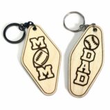 Dad Mom Sports Laser Cut Keychain Soccer Baseball Football Volleyball Basketball Hockey