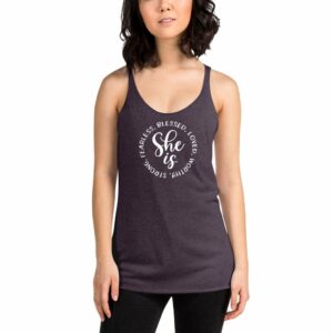 She is Blessed Fearless Loved Worthy Strong clWomen's Racerback Tank - Image 7