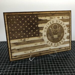 American Flag with Air Force Emblem - Laser Engraved Sign