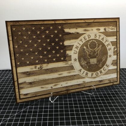 American Flag with Air Force Emblem - Laser Engraved Sign