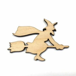 Flying Witch on Broomstick Halloween Laser Cut Unfinished Wood Shape Craft