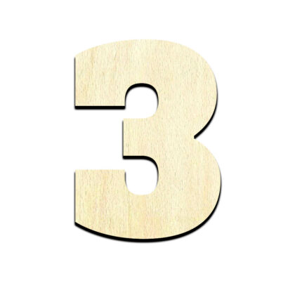 Number 3 Cut Out Unfinished Wood Shape Craft Supply