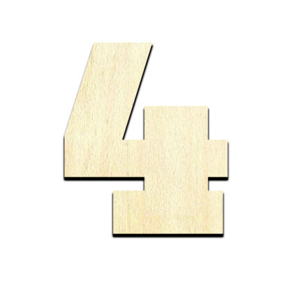 Number 4 Cut Out Unfinished Wood Shape Craft Supply