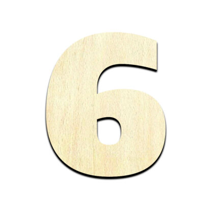 Number 6 Cut Out Unfinished Wood Shape Craft Supply