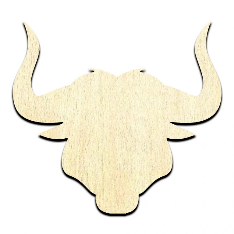 Bull Head Cut Out Unfinished Wood Shape Craft Supply