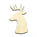 Deer Head Buck Antlers 2 Cut Out Unfinished Wood Shape Craft Supply