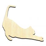 Cat Stretching Cut Out Unfinished Wood Shape Craft Supply