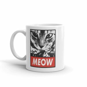 MEOW Cat Lovers Parody White glossy mug - Image 2