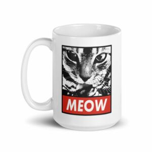 MEOW Cat Lovers Parody White glossy mug - Image 5