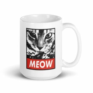 MEOW Cat Lovers Parody White glossy mug - Image 4
