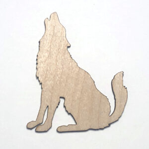 Wolf Siting Howling Laser Cut Out Unfinished Wood Shape Craft Supply