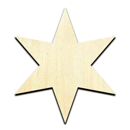 6 Point Star Laser Cut Out Unfinished Wood Shape Craft Supply
