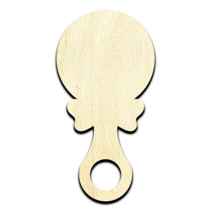 Baby Rattle Laser Cut Out Unfinished Wood Shape Craft Supply